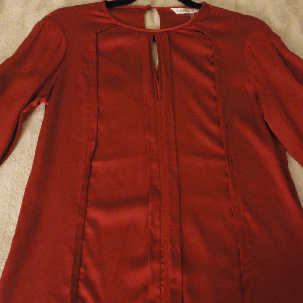 red silk blouse
